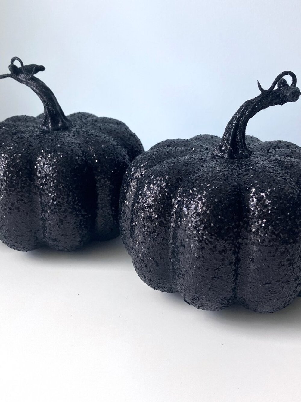 Halloween Black Glitter Pumpkin Set Glam Decor Tabletop Witchy